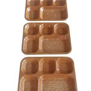 3 Vintage Bolta US 1952 Cafeteria Melamine Trays Military Mess Chow Hall